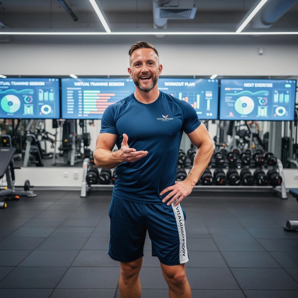 Idős emberek csoportja, akik virtuális edzésen vesznek részt, energikus és vidám arccal.