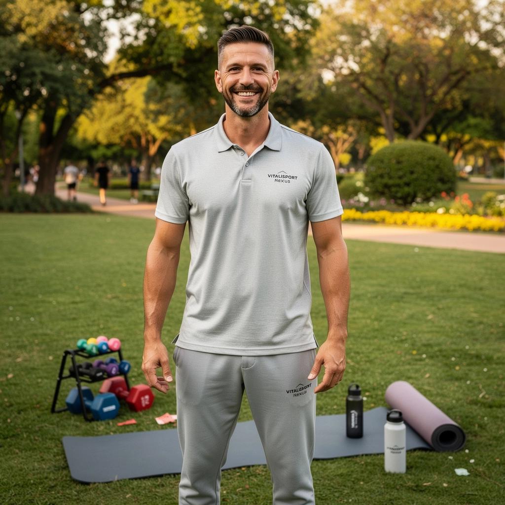 Idős hölgy, aki online tornagyakorlatokat végez a számítógép előtt, mosolyogva.